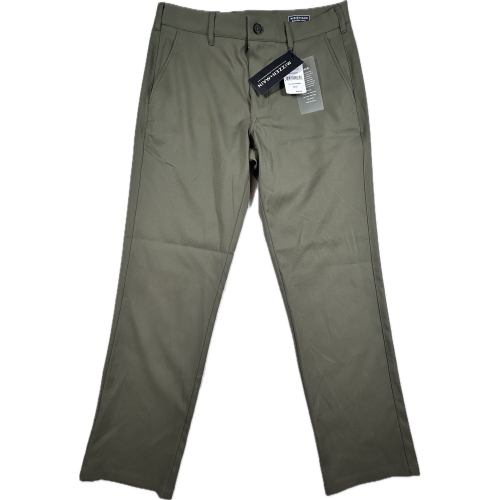 Mizzen + Main Baron Chino Athletic Fit Performance Pants Olive Green 32x30 NEW